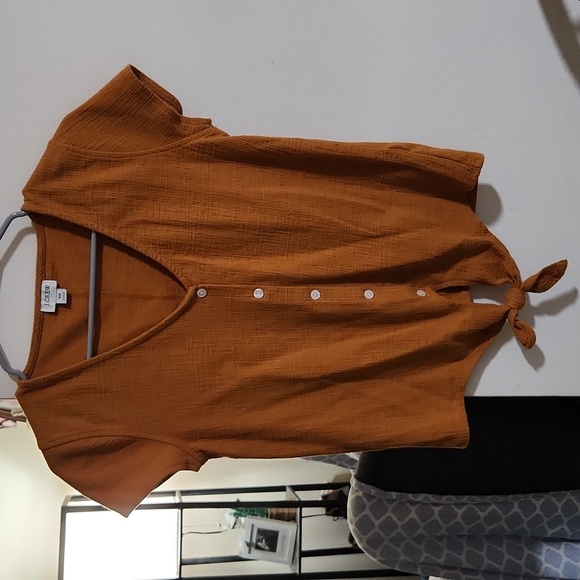 J. Crew Factory Soft Gauze V-Neck Textured Tie Front Top - Picture 2 of 6